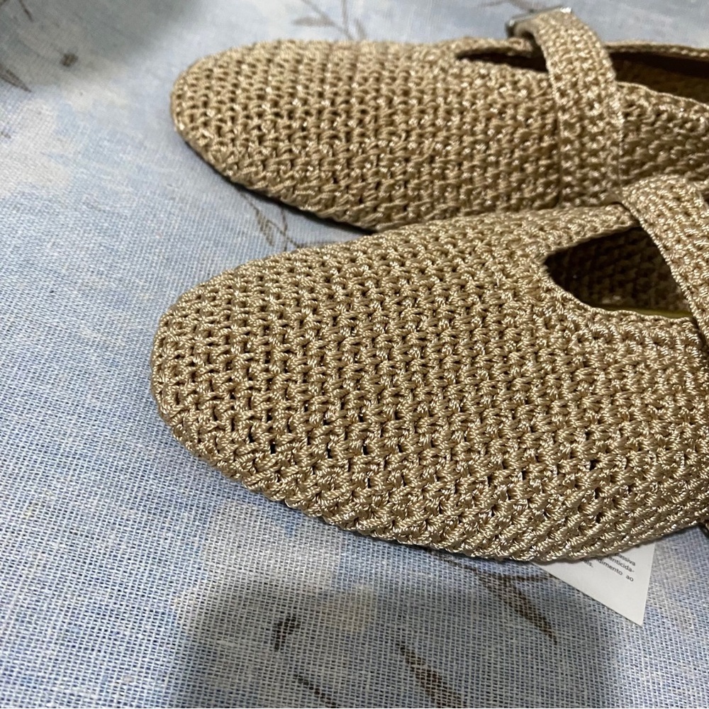 Alaia Beige Woven Mary Jane Flats - Picture 2 of 7